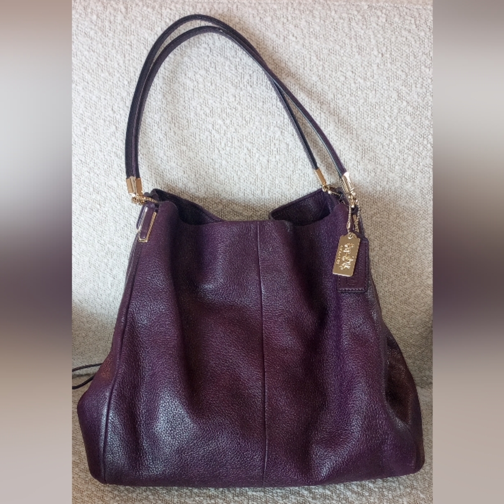 Coach Purple Slouchy Leather Shoulder Bag